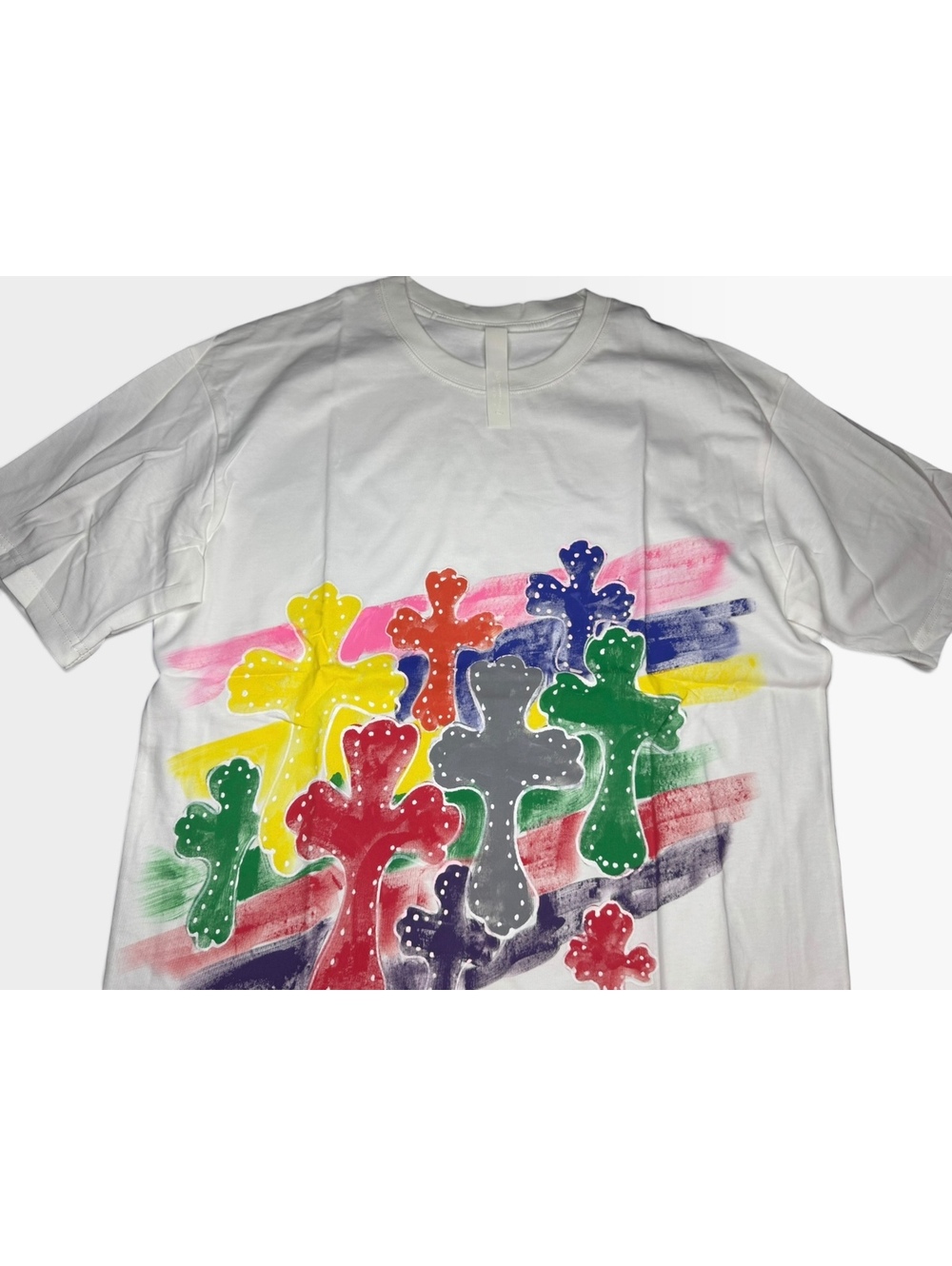 Chrome Hearts Colorful cross graphic white T-shirt